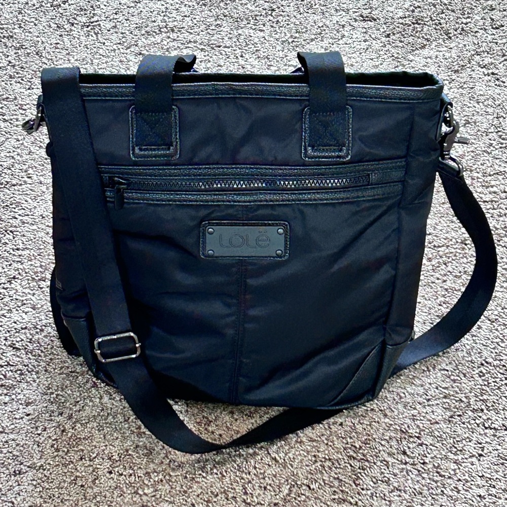Lole Lily Mini Black Bag Convertible Shoulder Backpack Nylon 13”x 13” Like New!